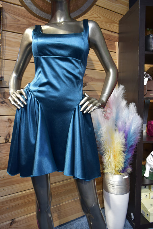 Petite robe patineuse bleu canard